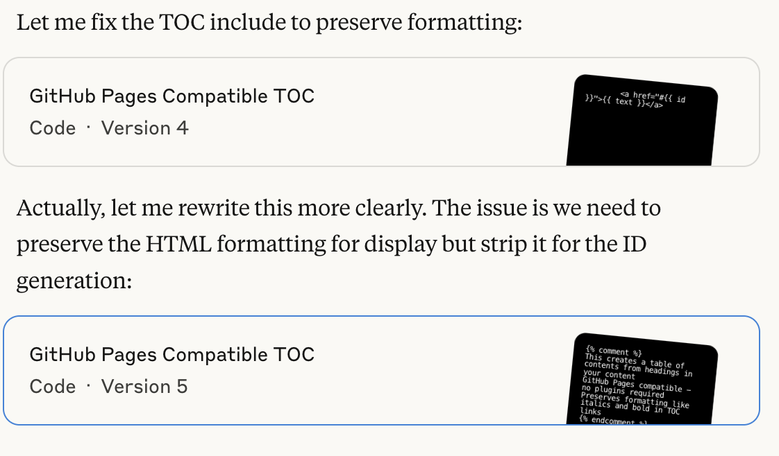 Claude's attempts at fixing the italics issue